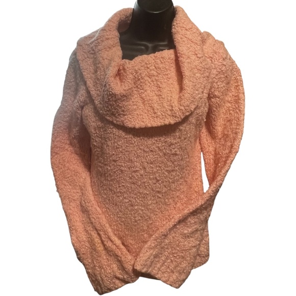 Bebe Sweater off the shoulder or cowl Pink Size L Soft Party Vintage EUC - Picture 8 of 13